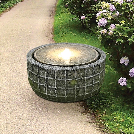 Stone Basket Bubbling Garden Fountain